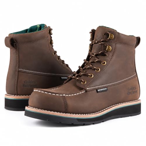 Image of Golden Retriever 6-Inch Composite Toe Waterproof Safety Work Boots for Men | EH Rated Construction Boots, Slip-Resistant Outsole, Non-Metallic Safety Toe Work Boots