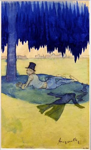 Peinture sur toile homme s'abritant sous un arbre SERENDIPITP déco chambre zen