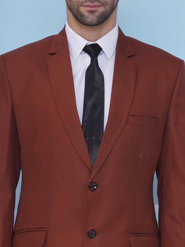 Image of FAVOROSKI Tuxedo Formal Blazers for Men with 2 Pockets | Rayon Slim Fit Single Breasted Blazer | Semi Ethnic Wear Tuxedos | Solid Tuxedo Blazers in Shawl Collar | Blazer for Wedding, Festive, Formal
