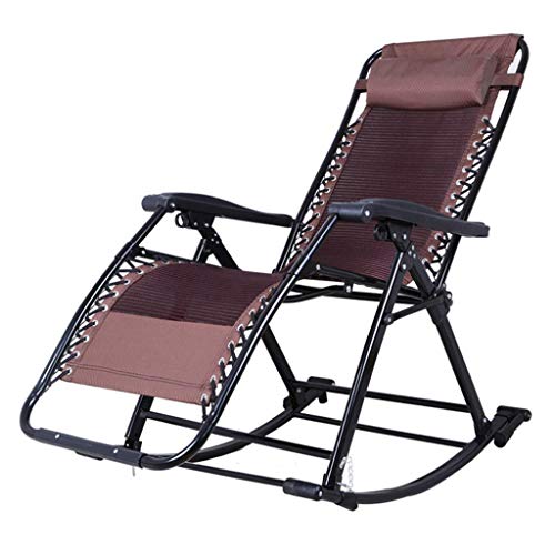 Tumbona de patio plegable reclinable para jardín, mecedora relajante, con soporte audaz para viajes, vacaciones, interior/exterior, fácil transporte y visión de almacenamiento