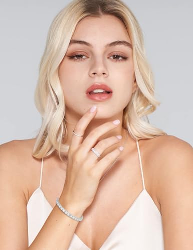 Gem's Beauty 925 Sterling Silver Tennis Bracelet Cubic Zirconia Silver Bracelets For Women 14k Gold Plated 6.5 inches-9 inches2