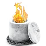 Montex Marble Tabletop Fire Pit Rubbing Alcohol Fireplace with Lid and Silicon Mat, Fire Pit Bowl fo