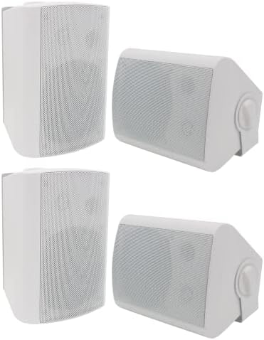 STUDIOFINIX 5.25 Inch 600W Outdoor Speakers Waterproof Wired, Passive Wall Mount Speakers for Patio Garage Home,2 Pairs (White)