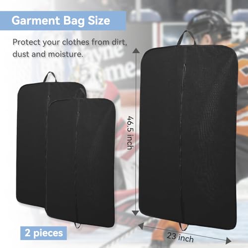 Hockey Bag 2 Pack Hockey Jersey Garment Bag Individual Hockey Garment Bag with Strong Zipper Storage Solution Suit Bags for Hanging Clothes 46\"x23\" - Thumbnail 5