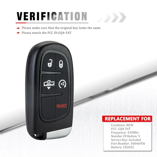 Télécommande Dodge Ram GQ4-54T 5 boutons clé de proximité 433MHz