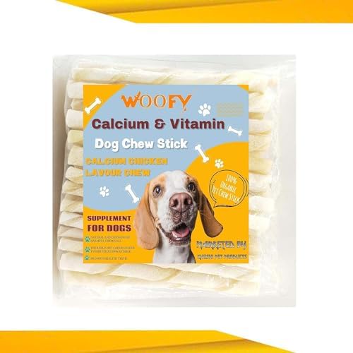 Woofy Dog Natural Twisted Rawhide Chew Sticks Calcium White Twisted