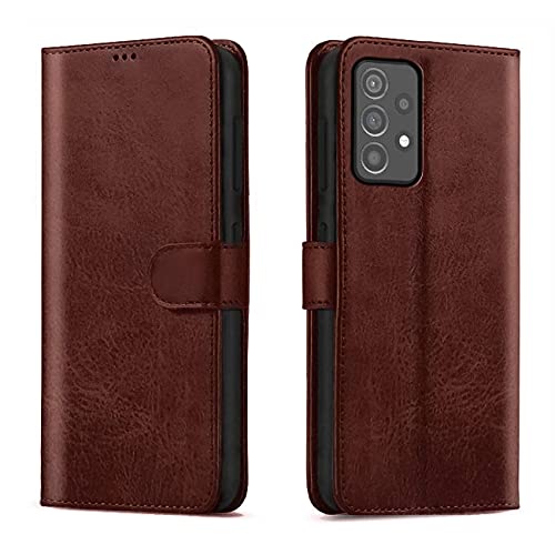 Image of WOW IMAGINE Shock Proof Flip Case Back Cover for Samsung Galaxy A52 5G | A52s 5G | A52 4G (Flexible | Leather Finish | Card Pockets Wallet & Stand | Chestnut Brown)