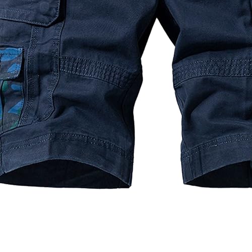 Short cargo en sergé de coton bleu coupe ample militaire doté de multi-poches