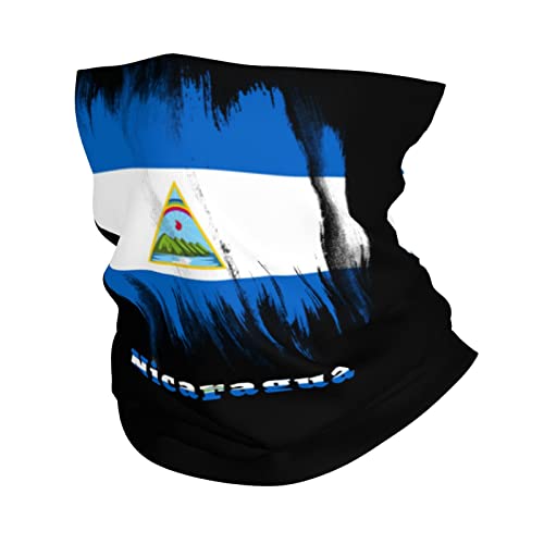 Nicaragua Flag Nicaraguan Seamless Neck Gaiter Shield Scarf Bandana Face Mask Seamless UV Protection for Motorcycle Cycling Riding Running Headbands White