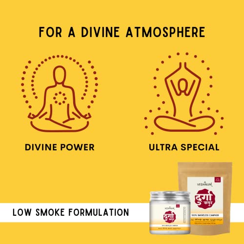 Image of Vedanum Durga Camphor Flakes 100% Pure Bhimadesi Kapoor for Pooja, Havan (Pack of 3 (100gm Each))