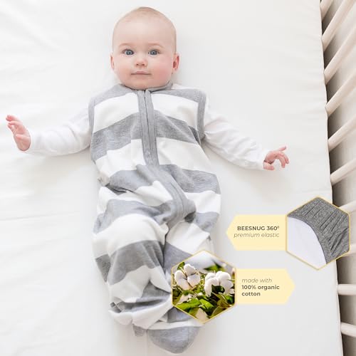 Burts Bees Baby Solid Fitted Crib Sheet Organic Cotton BEESNUG - Cloud White, Fits Unisex Standard Bed and Toddler Mattress, Infant Essentials, 52 x 28 Inch 1-Pack - Image 4