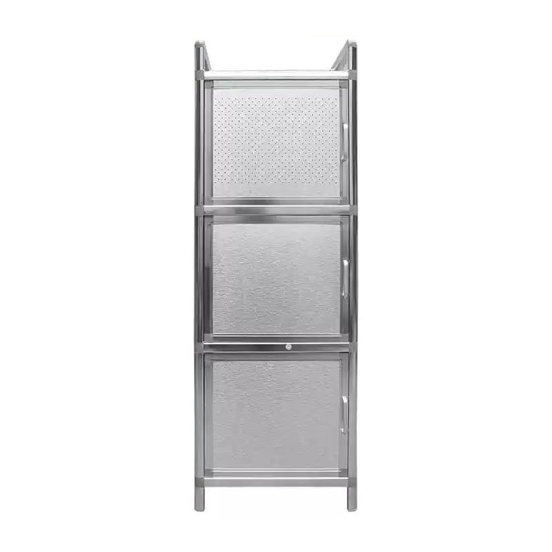 Küchenschrank aus Edelstahl, 2–5 Etagen, wasserdicht, mit Türen, freistehend, für gewerbliche Büros (35 x 35 x 82 cm)