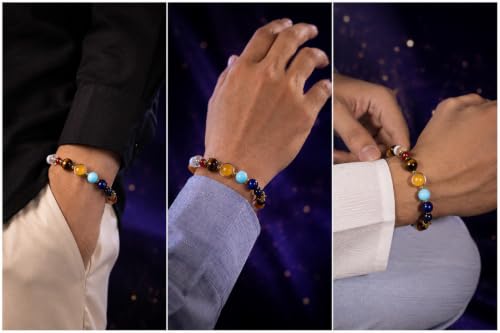 Image of Phool Celestial Cosmic Energy Rakhi for Brother | 9 Natural Stone Beads with Tiger Eye, Lapis Lazuli, Amazonite & Crystal Quartz | Spiritual Rakhi for Brother | Raksha Bandhan Gift