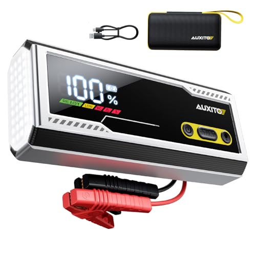 AUXITO 9500A Jump Starter, 12V Car Battery Jump Starter, Up to All Gas/All Diesel Engine with LED Display, 30W Type-C Fast Charging and 168W DC Output, 3-Mode Flashlight, Storage Case
