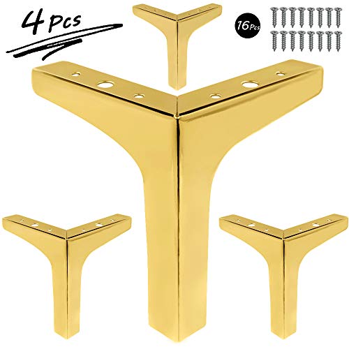 Seimneire Furniture Legs, 7 Inch Gold Metal Furniture Feet Heavy Duty Nightstand Legs for Table Cupboard Sofa Couch Chair（4Pack） by Seimneire - Image 2