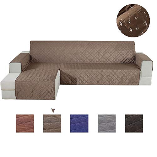willkey Housse de Canapé d'angle Matelassé Imperméable Couvre Protecteur Canapé en Forme L Antidérapant Revêtement Canapé d'angle pour Enfants et Animaux de Compagnie (200cm Gauche, Cafe)