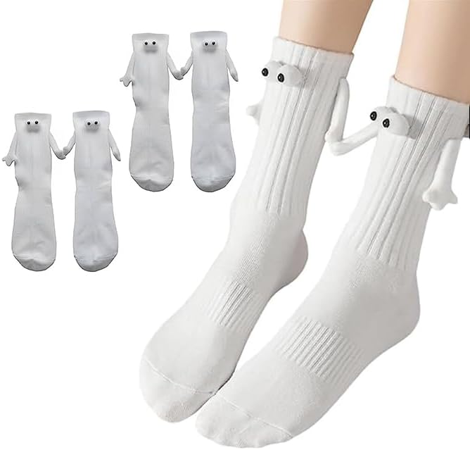 Smilelife Magnetic Holding Hands Socks Funny Couple Tube Socks Friendship Gift for Men Women