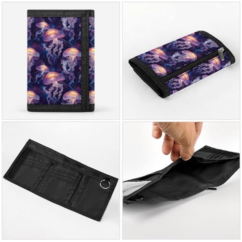 Fantasy Jellyfish Colorful Print Wallet for Men, 8 Credit Card Holder Slim Minimalist Front Pocket Small Mens Bifold Wallets4