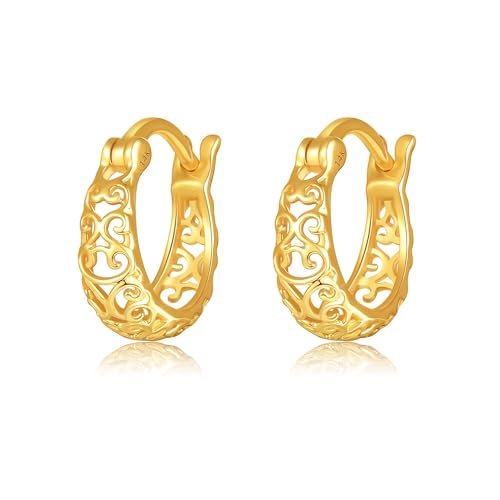 14K Real Gold Filigree/Infinity Twist/Dachshund Hoop Huggie Earrings Boho Earrings Jewelry Gift for Women