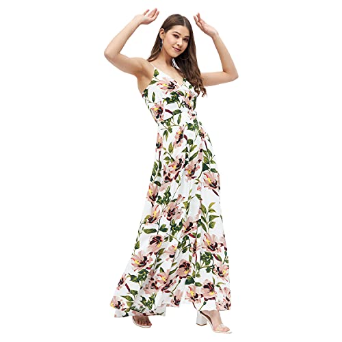 Image of Harpa Women's Rayon Modern Maxi Casual Dress (GR6387A-OFF White Off Extra Large)