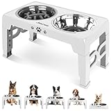Jovrun Elevated Dog Bowls, Non-Slip Dog Feeder with 1*Stainless Steel Dishes & 1*Slow Feeder Bowl, 5...