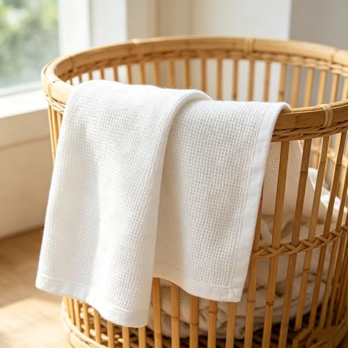 Image of TL Care 100% Cotton Thermal Waffle Swaddle Blanket (30 inch x 40 inch), Soft, Breathable & Stretchy, White, for Boys and Girls, Perfect for Swaddling, Travel and Gifting