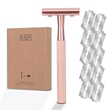 Keropy Single Blade Razor For Women With 10 Premium Stainless Steel Reusable Safety Razor Blade, Woman One Blade Razor, Rose Gold