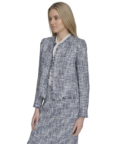 Calvin Klein Women's Open Front Tweed Suit Jacket3