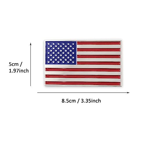 Image of 1Pc American Flag Sticker Decal 3.35 inch Metal Flag Car Stickers Emblem Bumper Stickers Logo for Vehicle Car Chrome USA US Flags Decals for Trucks Motorcycle 3D Badge(Silver Blue red)