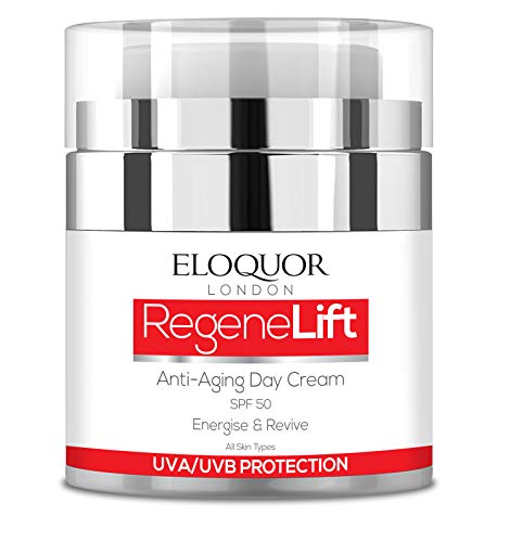Eloquor RegeneLift crema de día antiedad con SPF | Crema hidratante facial con retinol, ácido hialurónico y vitaminas para arrugas, líneas finas y piel sensible | Natural, orgánico y libre de crueldad