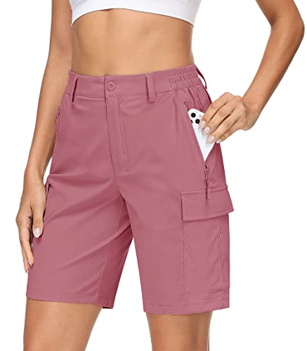 Tacvasen Women's Athletic Shorts Quick Dry Lightweight Workout Shorts Zipper Pockets Pink Grey, Xxl #TOP8