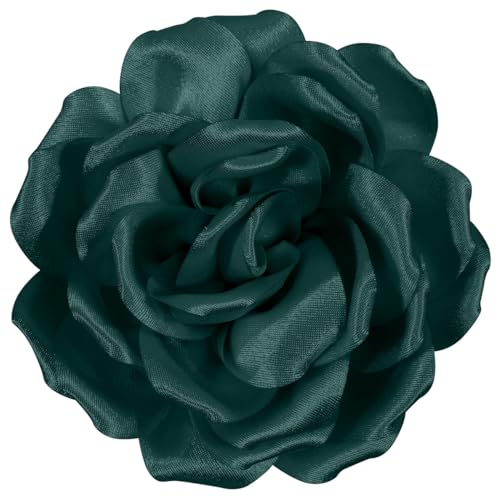 Mecool Broche de rosa grande para corte de pelo, pinza para el pelo para niñas, accesorios de fiesta de boda, color verde oscuro