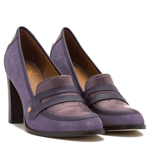 Image of MOOMMO Women Chunky Block Heel Pumps Closed Round Toe Slip On Oxford Loafers Shoes High Heels Snakeskin Work Pump Suede Loafer for Office Ladies Classic Formal Business Professional Fall 4-13 M US