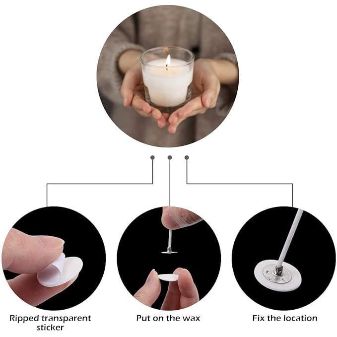 Image of Candle Wick Stickers for Candle Making, Double-Sided Sticky Dots, Heat Resistant, 20mm x 1mm, 112 Pieces
