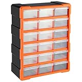 NAIMP 18PCS Multi Drawer Tool Bits Storage Organiser, Plastic DIY Craft Cabinet Storage Cabinet Box for Screws, Nuts, Small Parts Hardware Wall Mounted or Free Standing Orange
