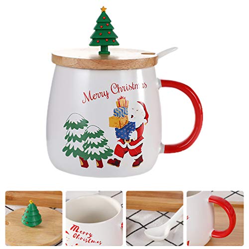 Caneca de Natal Amosfun Papai Noel Caneca de café de cerâmica xícara de chá leite infantil copo de N