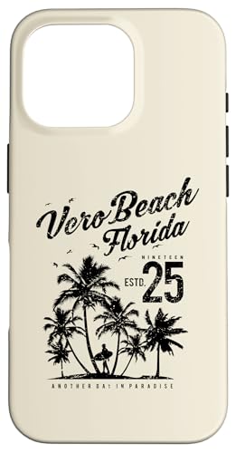 ベロビーチ フロリダ ヴィンテージ レトロ アンティーク調デザイン お土産 スマホケース iPhone 16 Pro 用