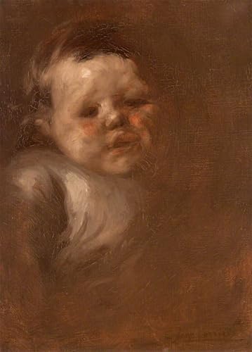 Toile peinture murale Eugène Carrière reproduction bébé impression d'art salon 60x90cm