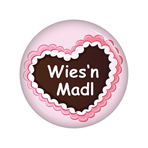 Kiwikatze Wiesn Madl Lebkuchenherz Button Ansteckbutton 37mm Oktoberfest Volksfest für Dirndl oder Lederhose Cover