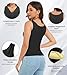 Thermal Tank Top Women V Neck Lace Camisole with Built in Bra Vest Sleeveless Undershirts Black