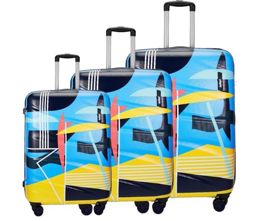 Image of Safari Polycarbonate Multicolor Quantum 8 Wheels,Anti-Theft Zipper,Printed(Cabin & Check-in)Trolley Spinner Luggage Set of 3,55Cm,65Cm & 77Cm,Small,Medium,Large,Multicolor