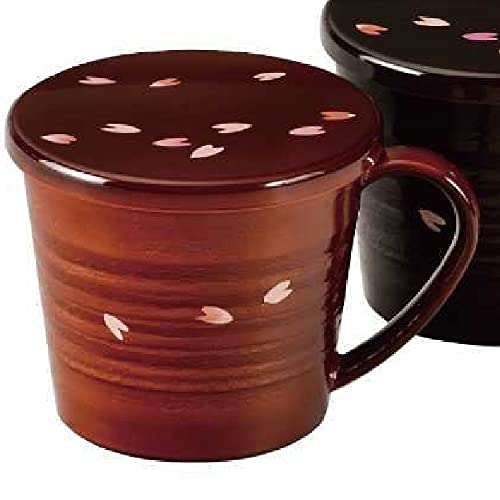会津漆器 カップ 春慶 彩美 フタ付マグカップ 桜 (手描) 飽和ポリエステルABS樹脂製 ウレタン塗装 電子レンジ対応:食洗機対応 18-108-16