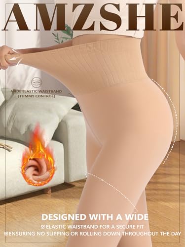 Women's Brown Sheer 0.5 Opacity 15-20 Denier Fleece Lined Control Top Thermal Tights3