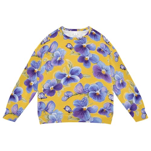 JUNZAN Cute Violet Yellow Kids Girls Pullover Hoodie Long Sleeve Boys Sweat Shirt Party 4T
