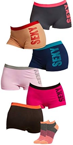 WackySassy Women's Seamless Panty Boyshort Stretch Classy Sexy Underwear Multi-3,6 and 12 Pack