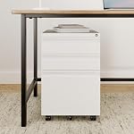 Mount-It! 3 Drawer File Cabinet with Lock and Wheels, Under Desk Storage Filing Pedestal for Home Office, No Assembly Small Rolling File Cabinet for Legal, Letter, and A4 Files in White - Image 2
