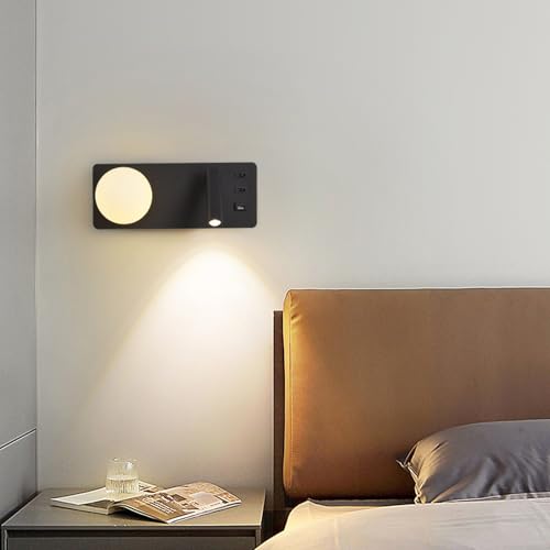 Aplique de pared LED para lectura nocturna en el dormitorio con carga USB 6