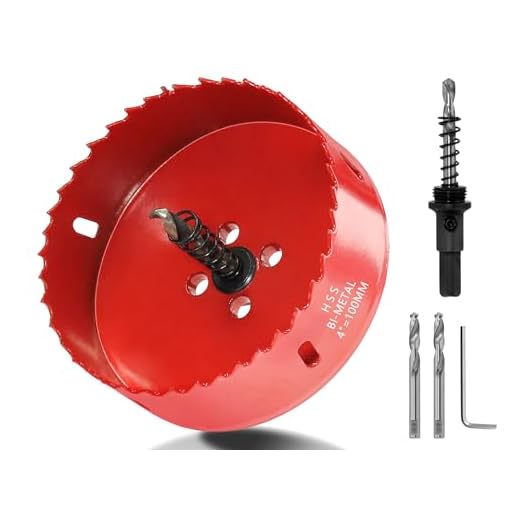 Luomorgo 100mm/4" Hole Saw, 1.4 inch Cutting Depth HSS Bi-Metal Hole Cutter for Wood Cornhole Boards Plastic Drywall & Metal Sheet