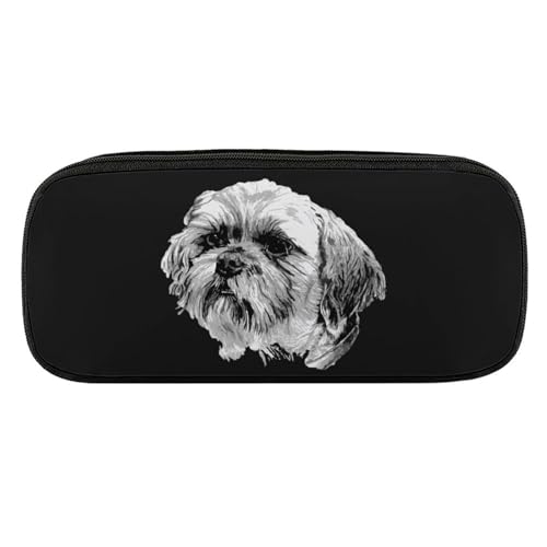 ペンケース 筆箱 大容量 軽量 シーズー かわいい 犬柄 犬の頭 筆入れ ふでばこ ペンポーチ 多機能 コンパクト シンプル おしゃれ 中小学生 高校生 女の子 男の子