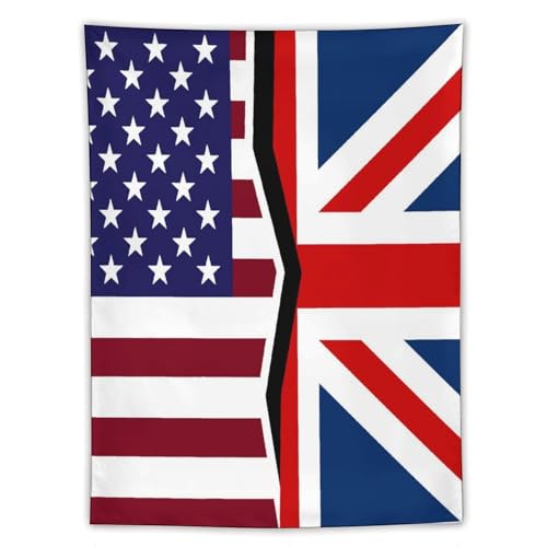 Tapiz de pared estético con banderas de EE.UU. y Reino Unido, ideal para decorar el dormitorio